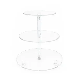 Round Plexi Cookies Stand 34cm Tall, 3-Tier Design