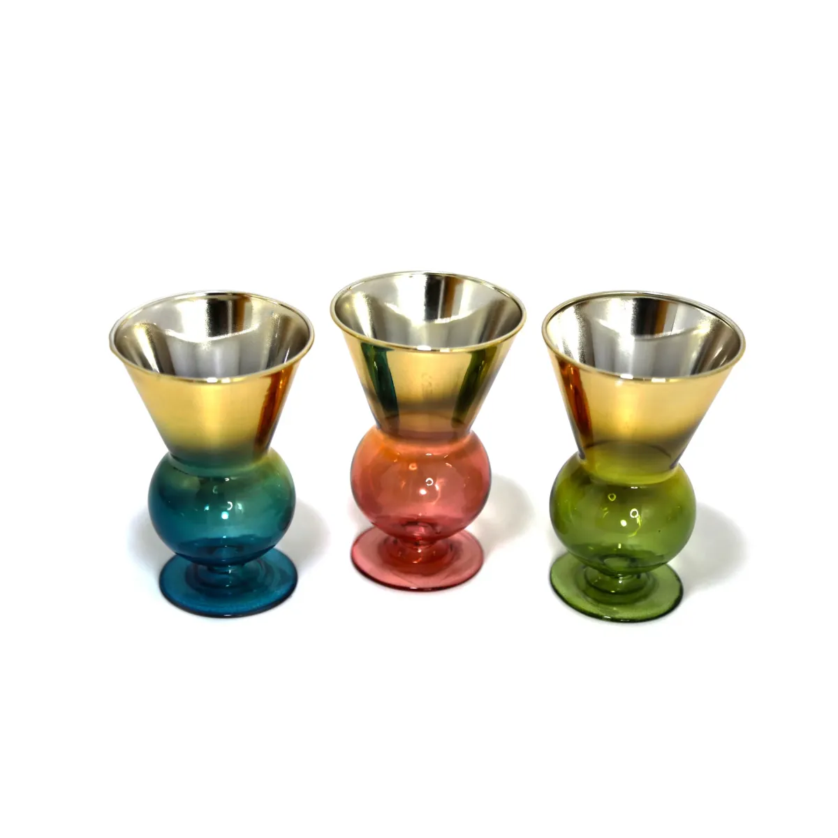 Gold Wide Mini Glass Vase for Table Decor