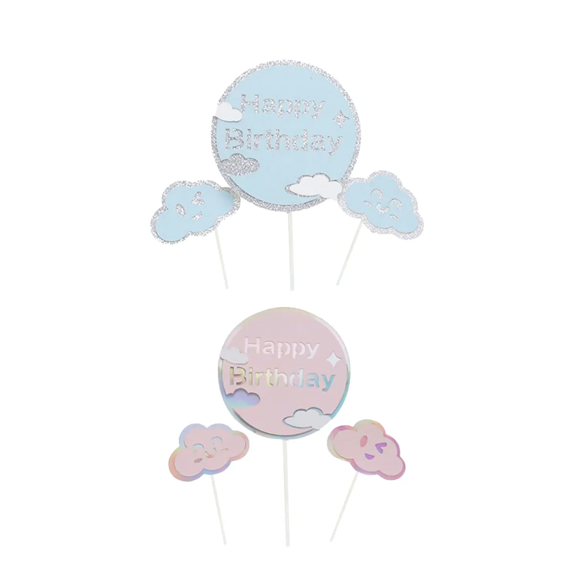 “Happy Birthday” Cloud Paper Cake Topper – Dreamy & Whimsical Decoration!