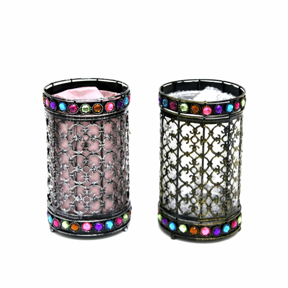 Ramadan Nights Colored Beads Cylinder Glass Candle Holder