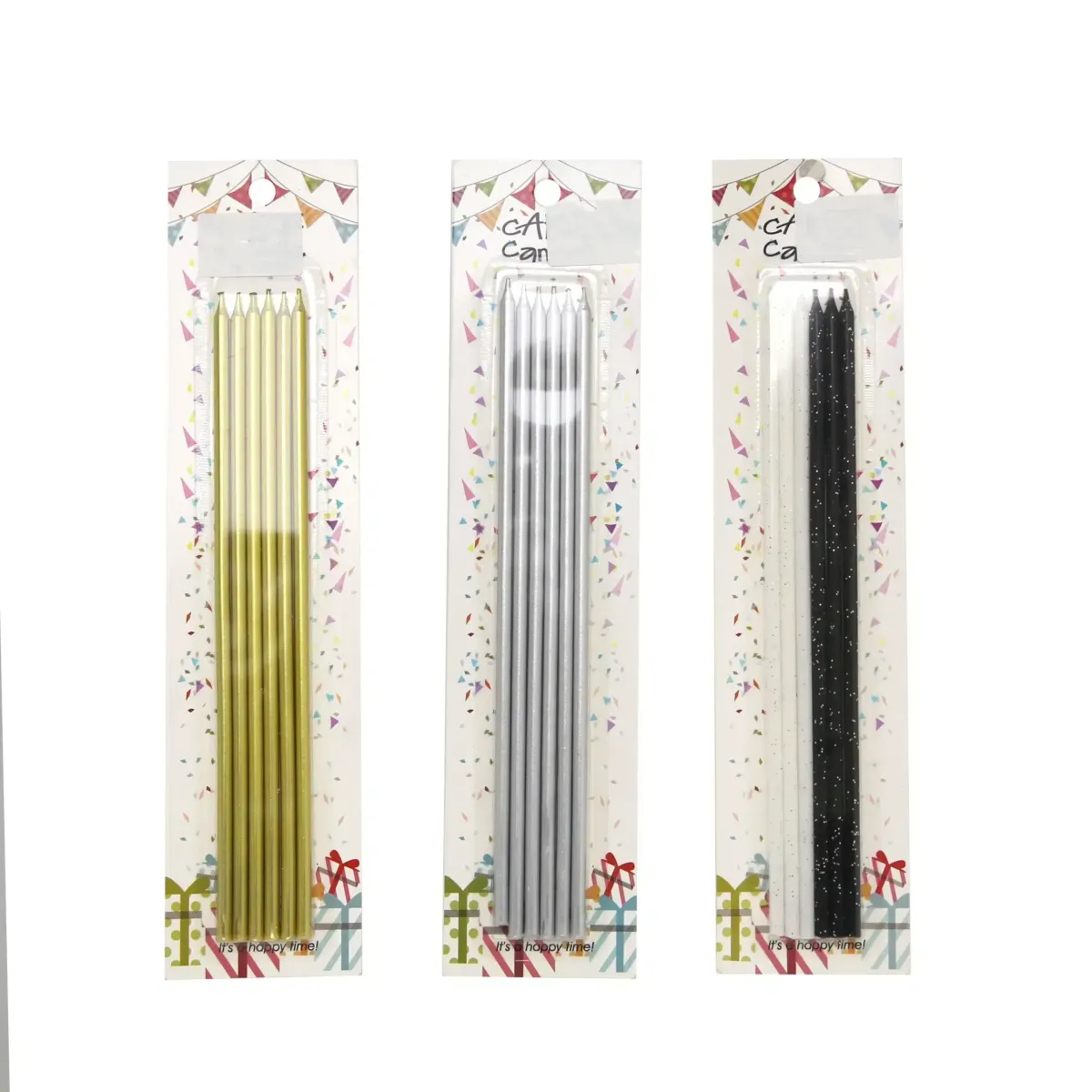 Tall Glittered Metallic Candles – Dazzling Celebration Sparkle
