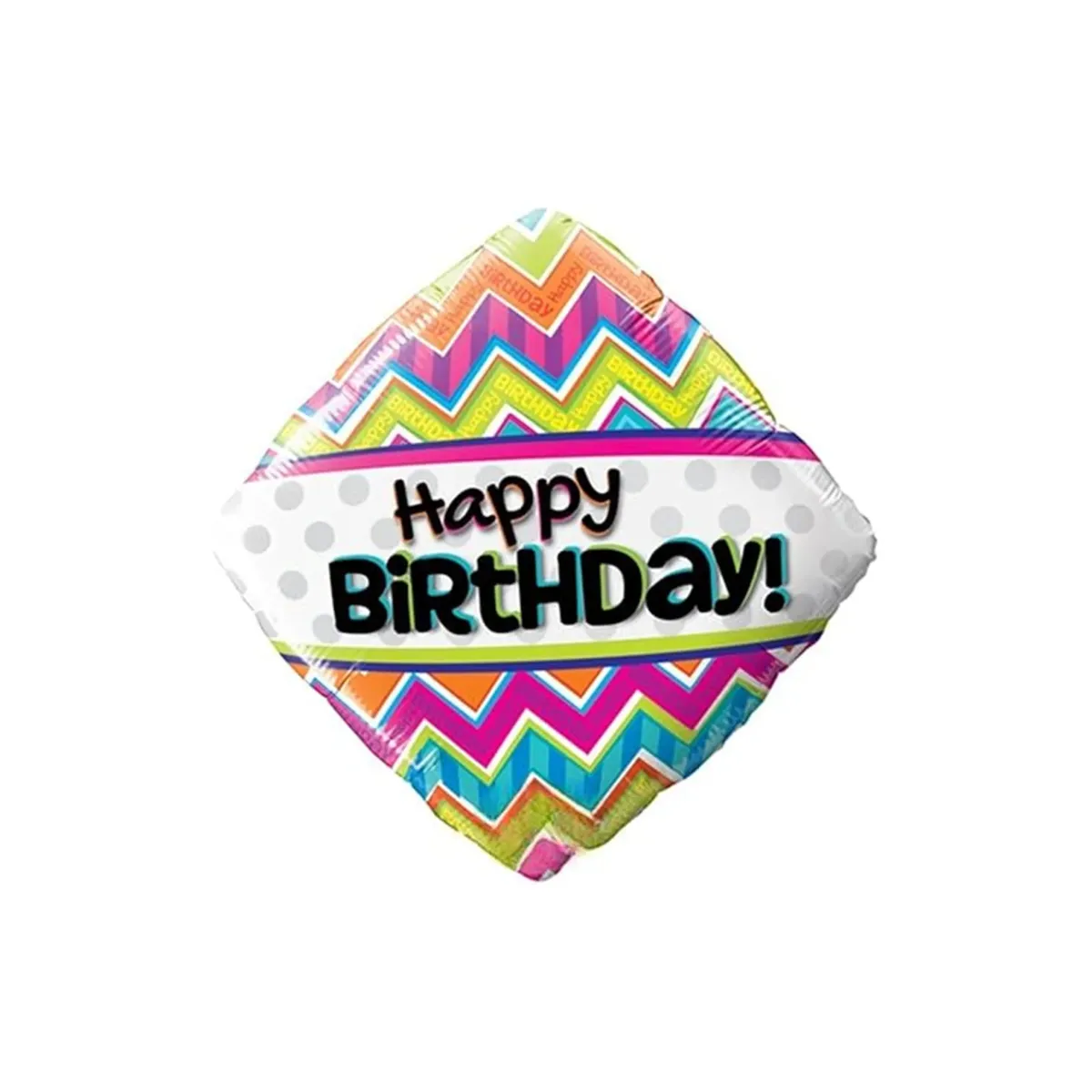 Zigzag Diamond “Happy Birthday” Balloon – Celebrate with Modern Flair!