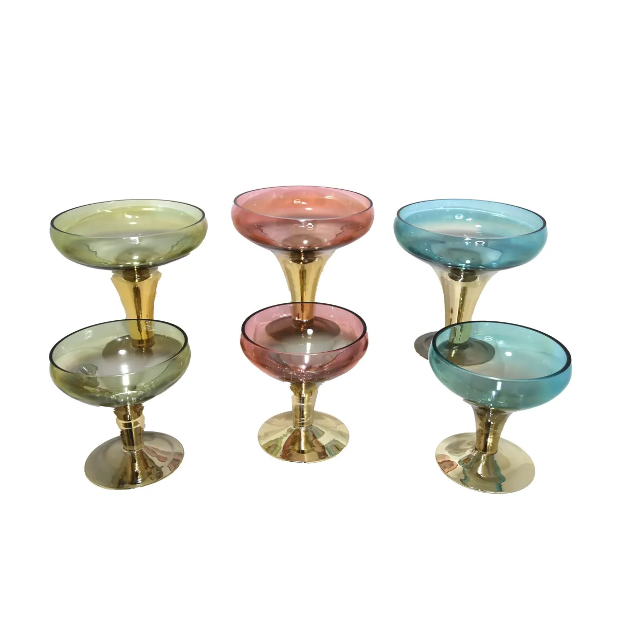 Gold Footed Glass Bowl for Table Centerpiece