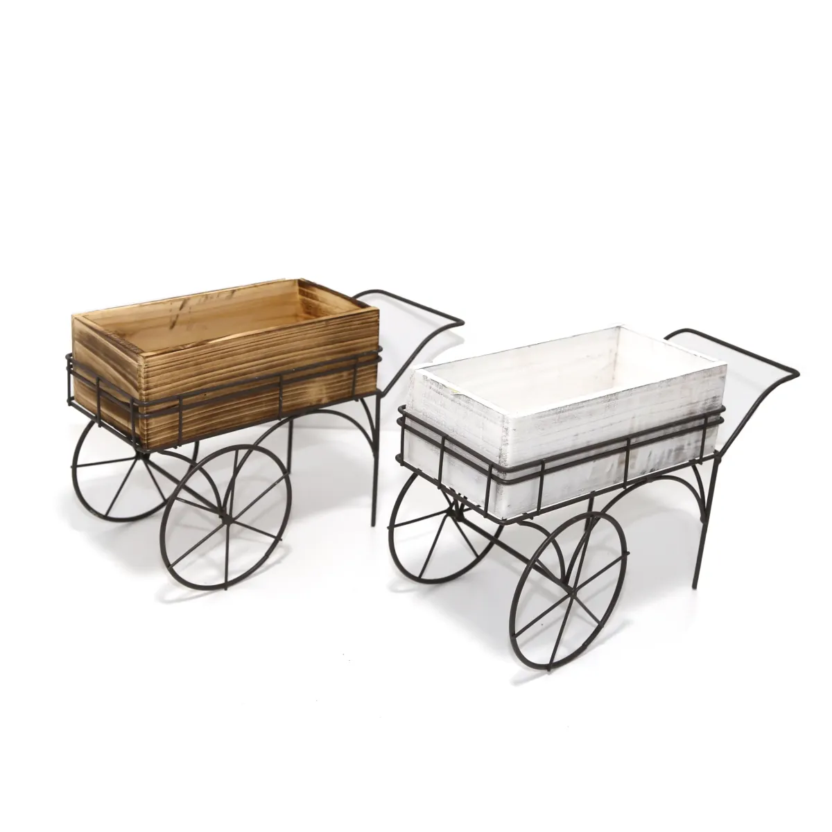 Wooden Metal Carriage | Rustic Wood & Metal Wagon Décor / Functional Cart