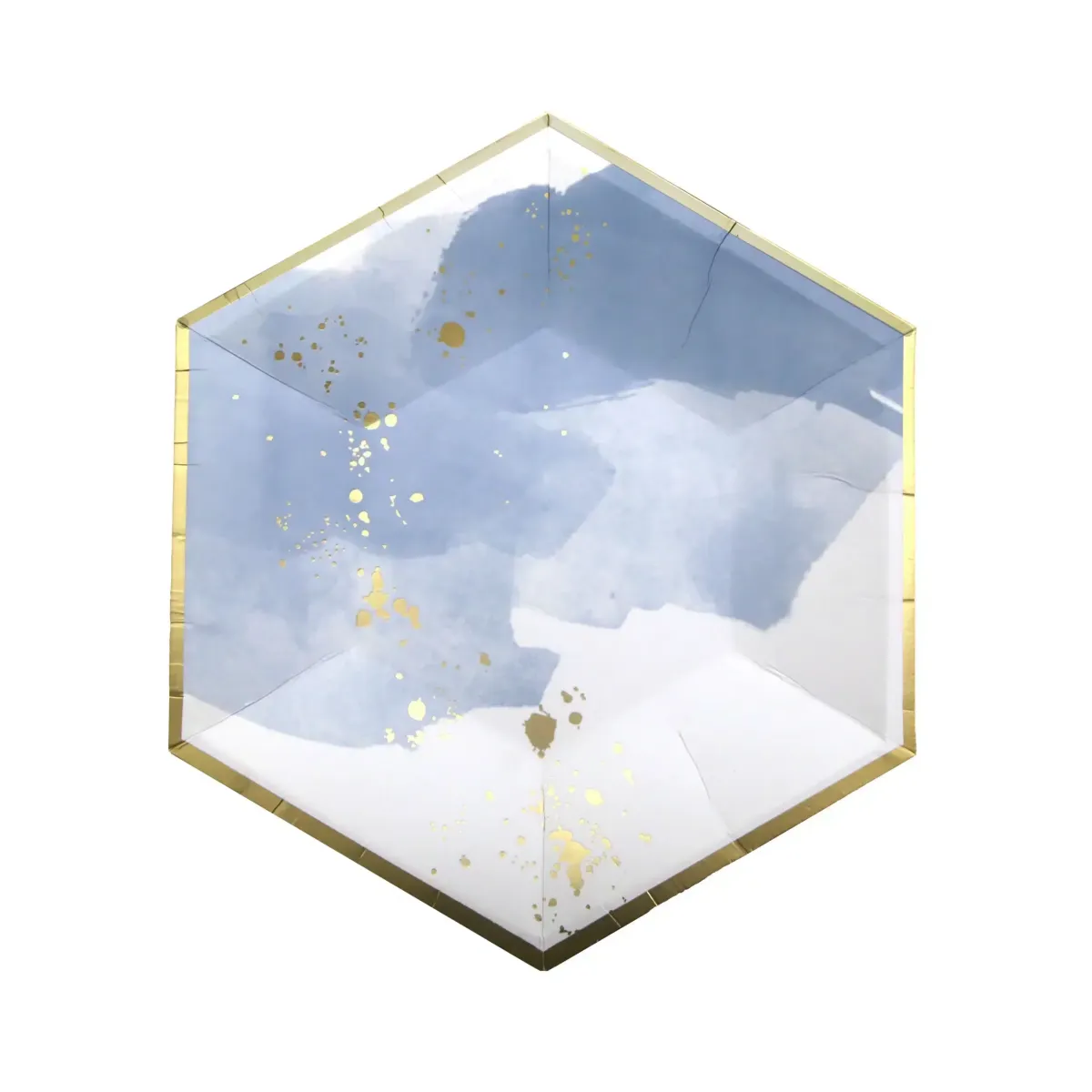 White & Blue Hexagon Paper Plate – Dine with Modern Style!