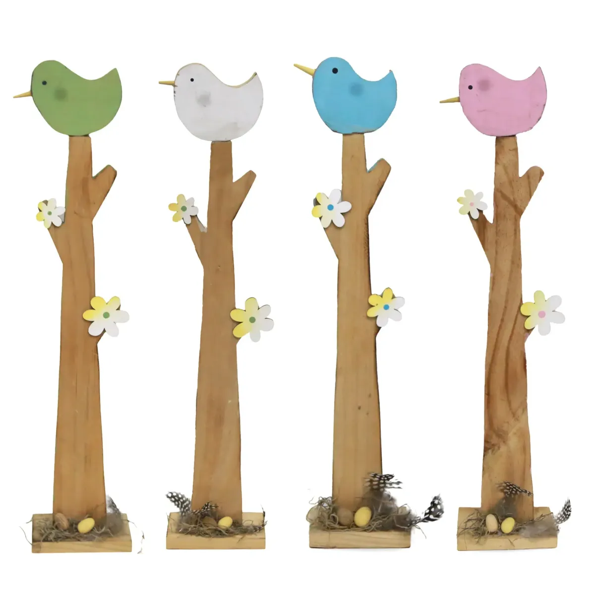 Wooden Branch With Bird & Egg Nest