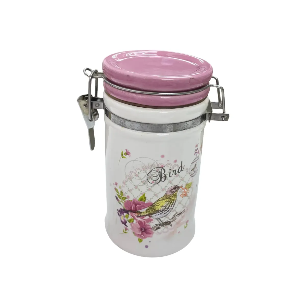Pink Birds & Cage Theme Airtight Jar