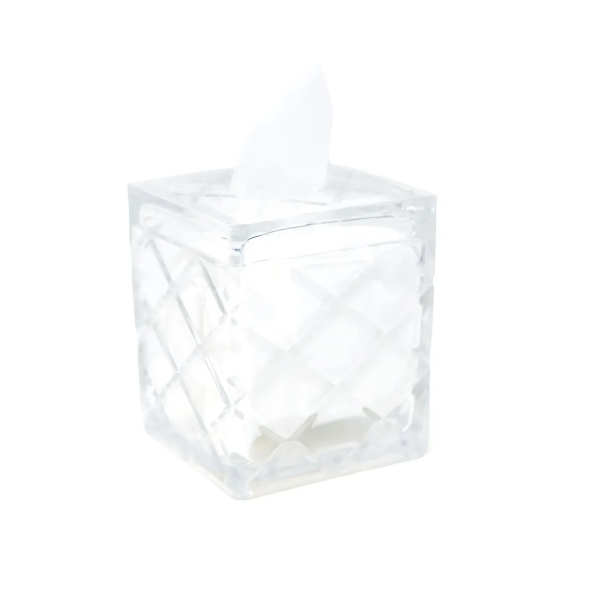 Diamond Pattern Cubic Glass Tissue Box
