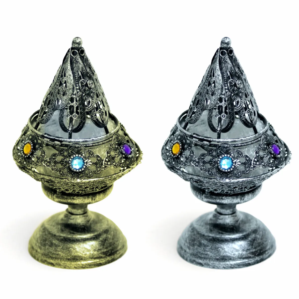 Elegant Gold Colored Beads Cone Cover Censer Candle Holder – Perfect Ramadan Decorative for Festive Ambiance
