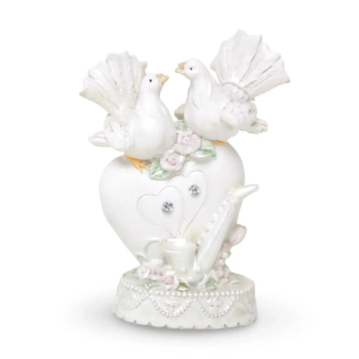 2 Doves On A Heart Souvenir – 16 cm Love Keepsake | Articles World