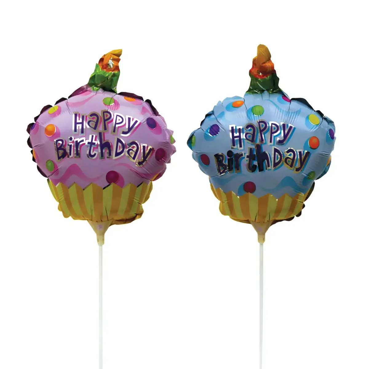 Happy Birthday Cupcake Foil Balloon on a Stick – Fun Accessories Party Favorite | Articles Party Decoration