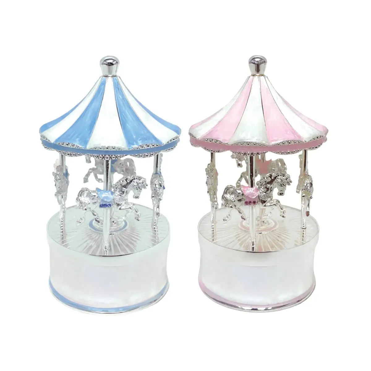 Metal Glass Carousel Music Box