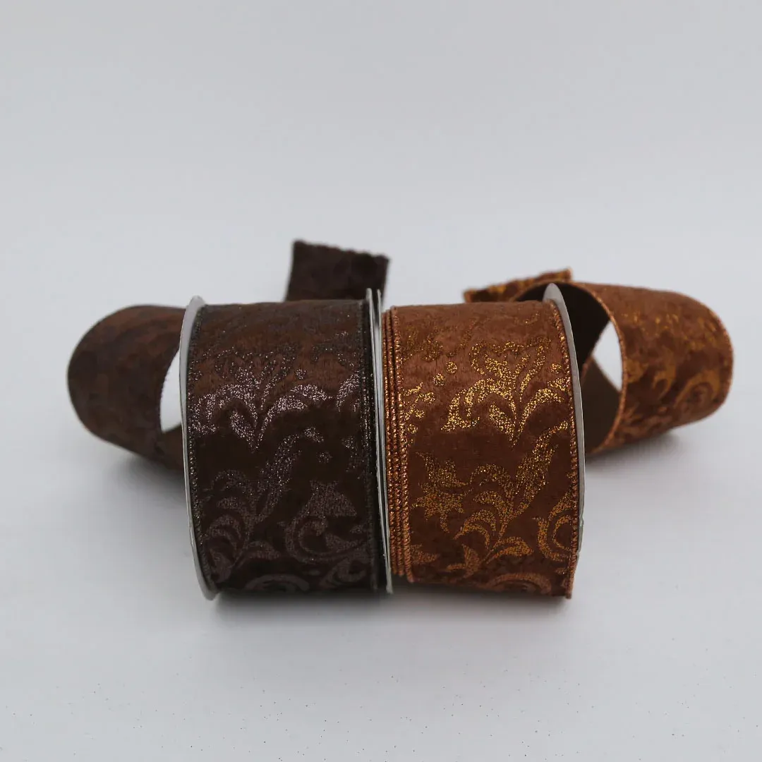 Glittered Swirl Pattern Velvet Ribbon