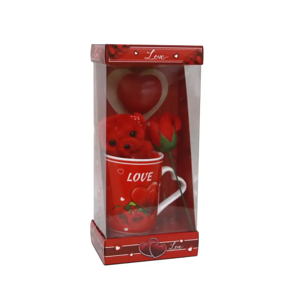 “Love” Mug With Bear & Rose Set