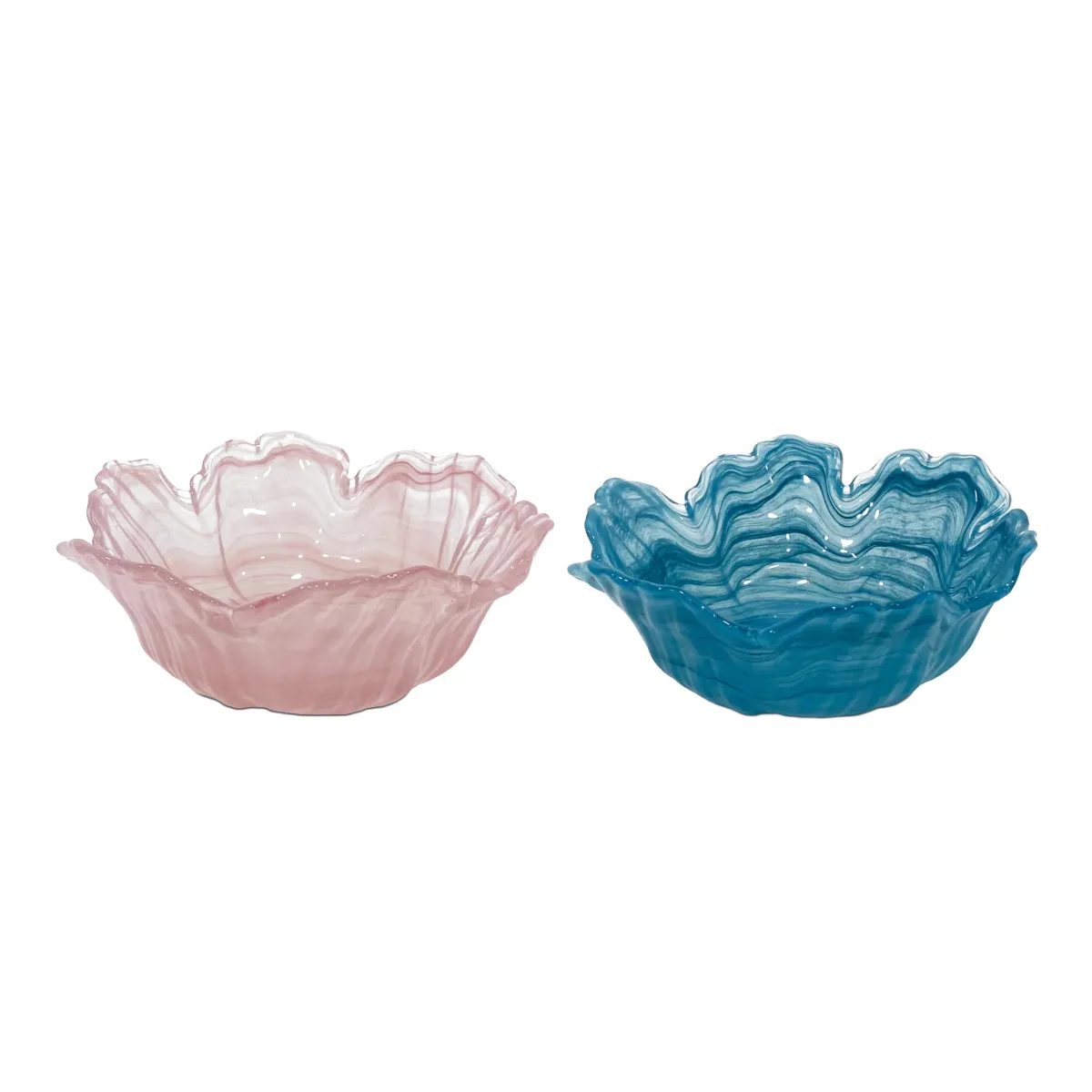 Wavy Edge Print Glass Bowl – Artistic Elegance for Your Table!