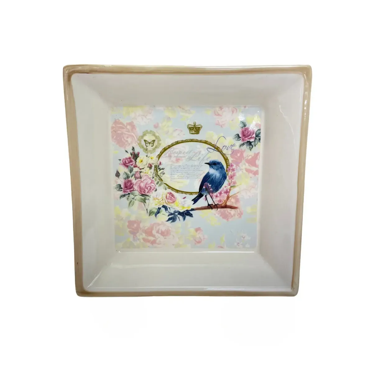 Square Bird Designed Plate
