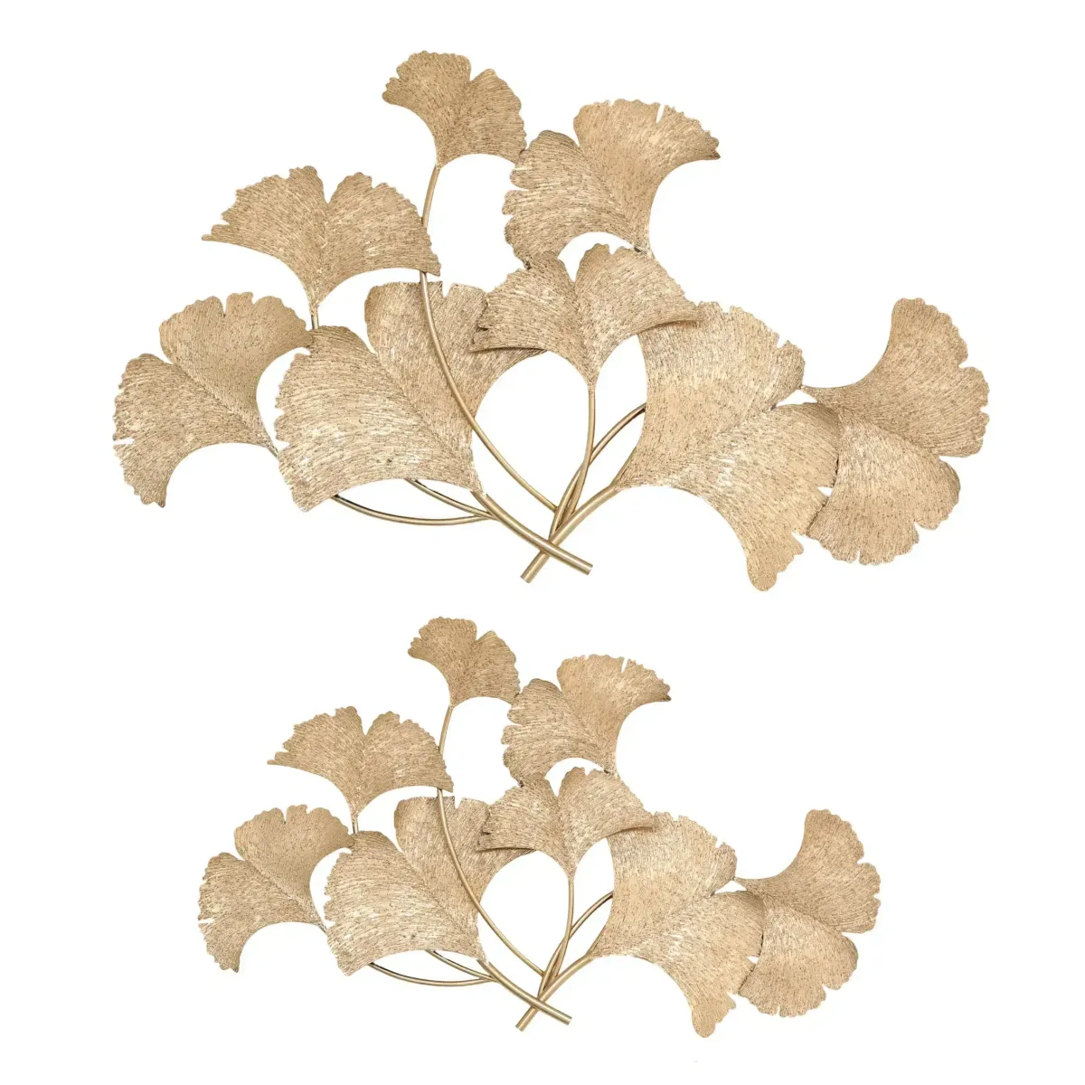 Golden Metal Ginkgo Leaves Wall Art