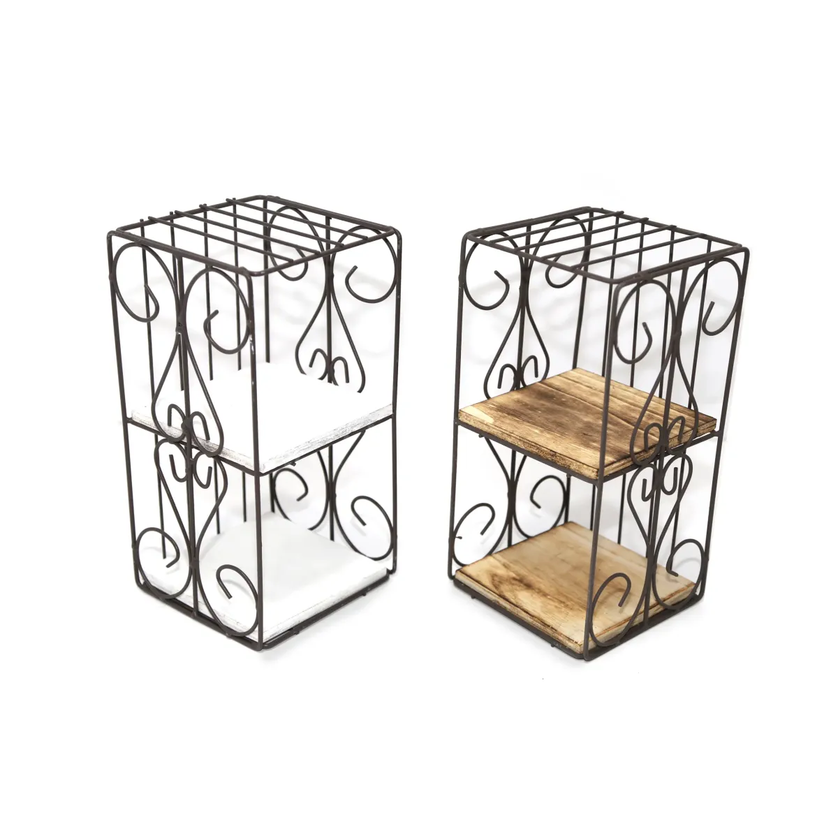 Two Floor Metal & Wooden Shelves