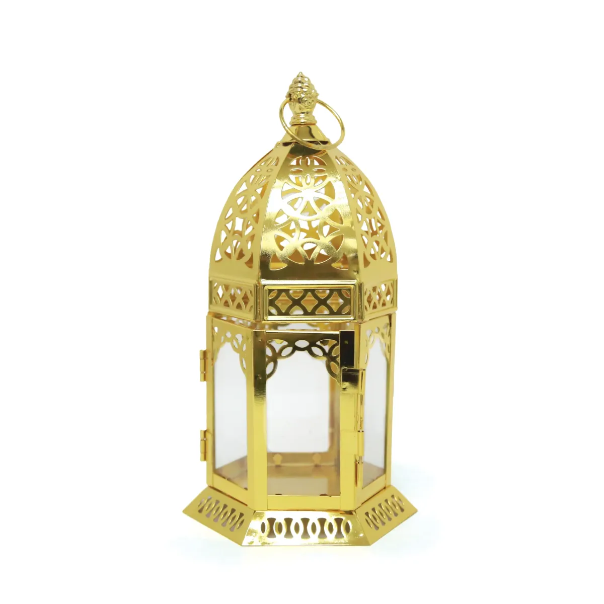 Gold Islamic Pattern Metal Lantern – Elegant Decor