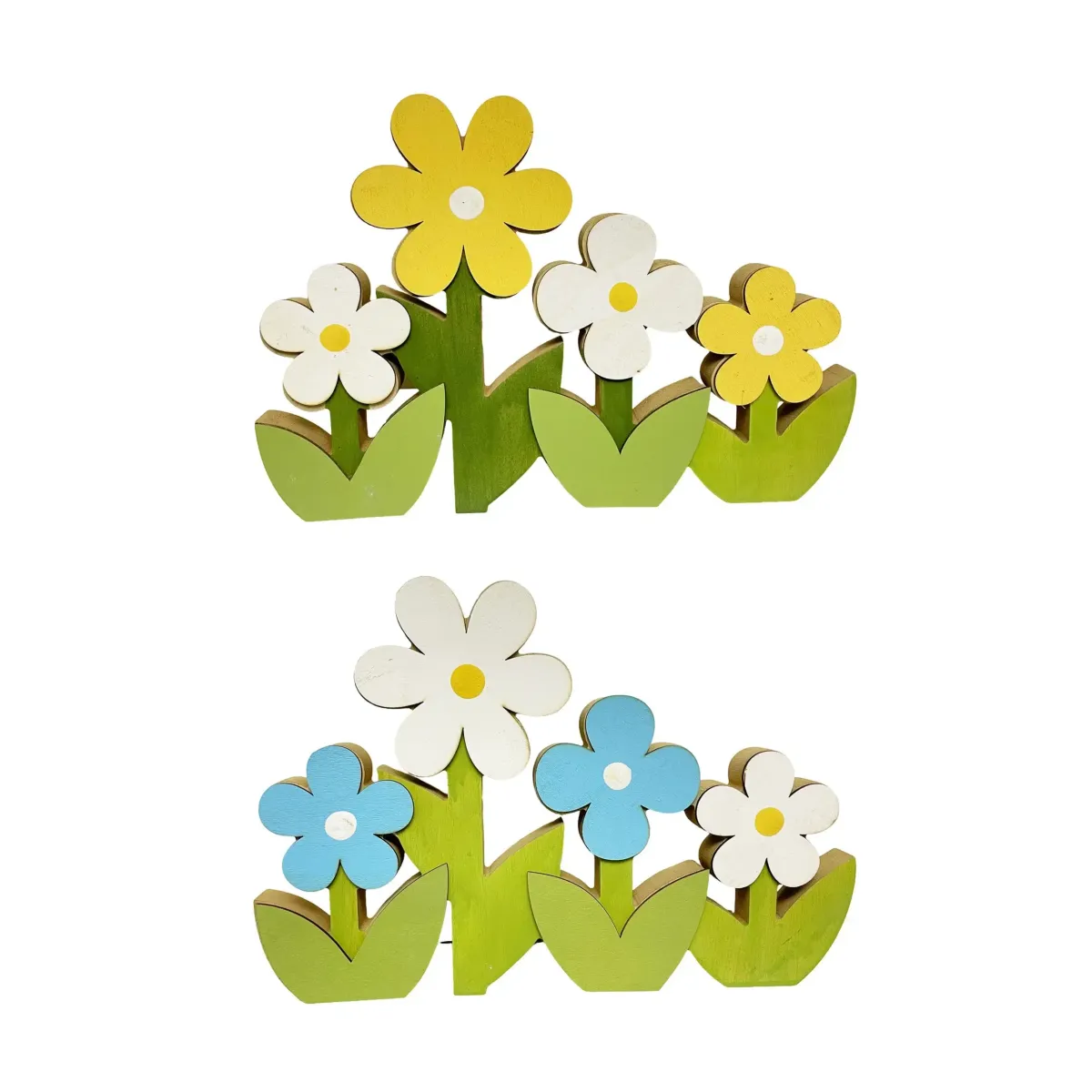 Set of 4 Wooden Garden Flowers