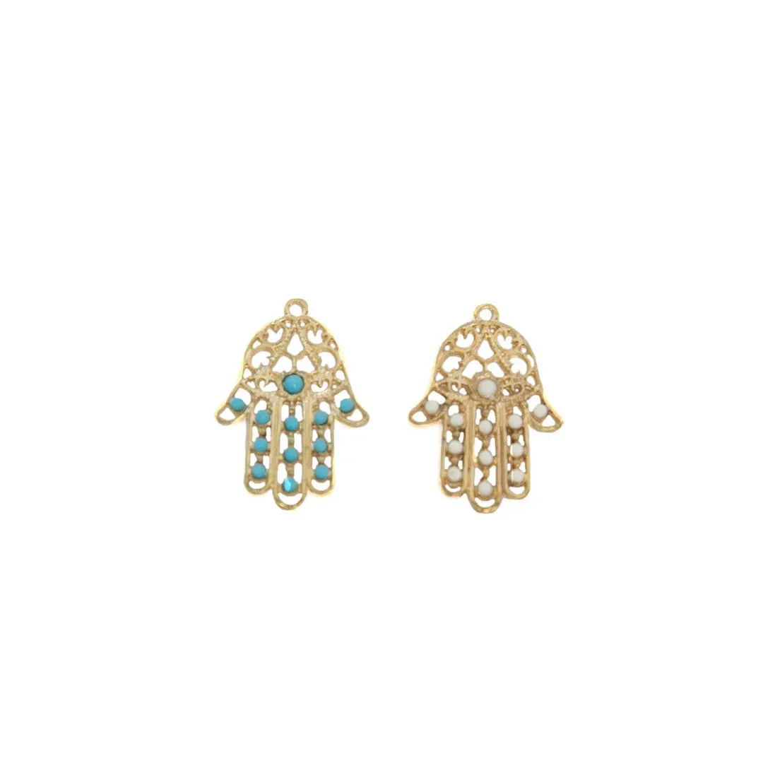 Mini Beads Gold Hand Palm Pendant – A Golden Symbol of Protection and Style!