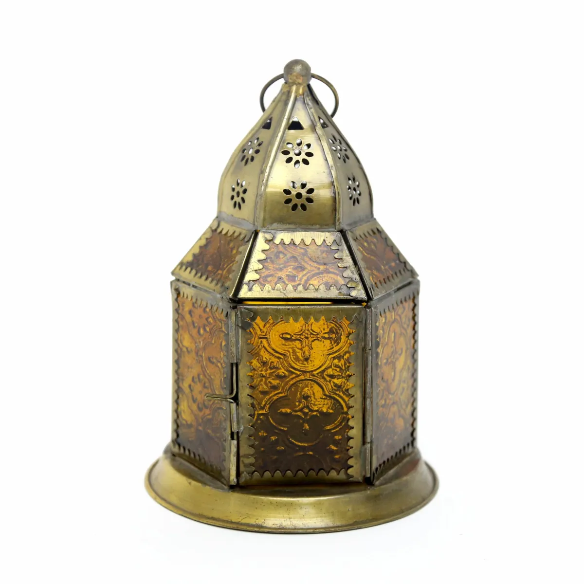 Ramadan Nights: Hexagonal Metal & Glass Lantern for Elegant Decor