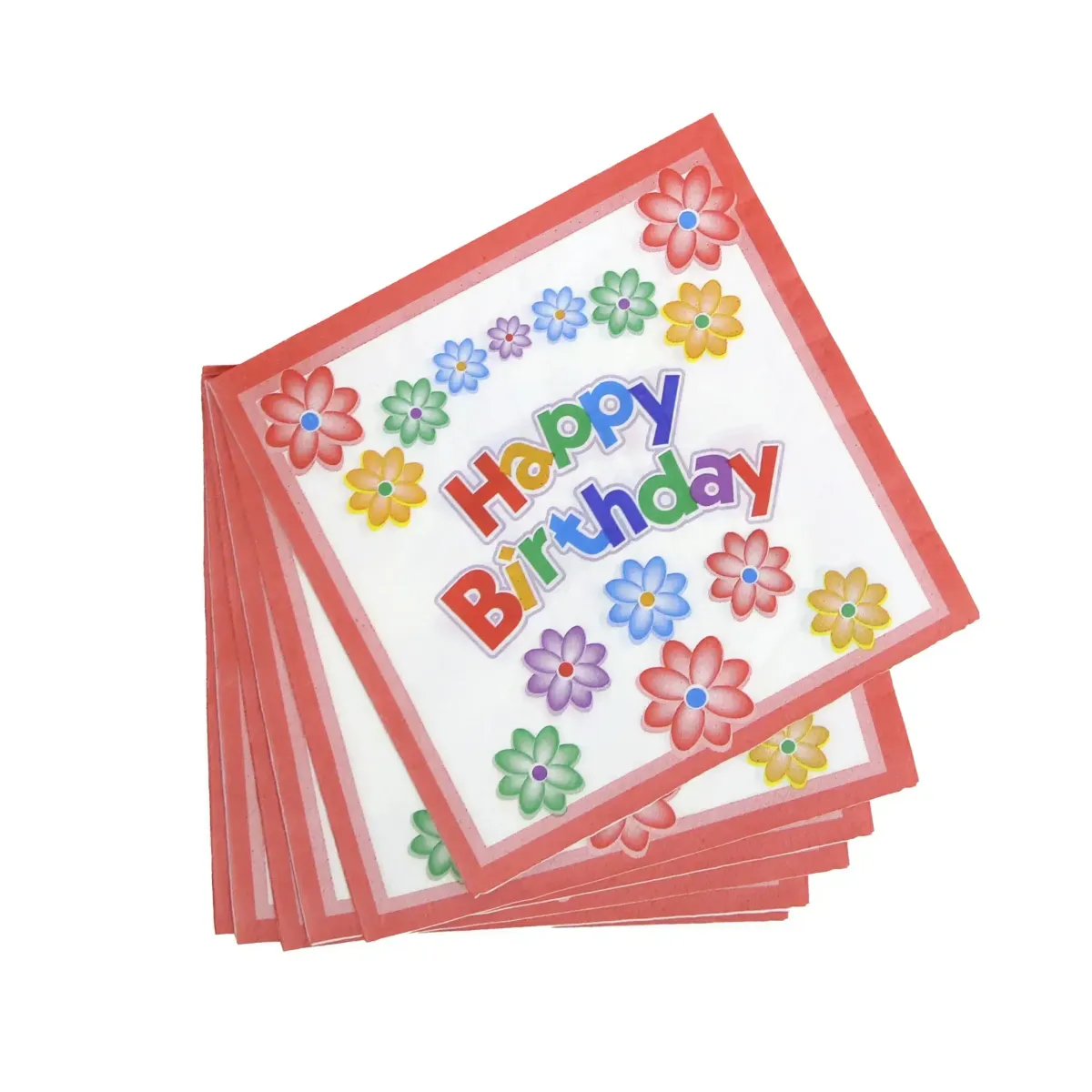 “Happy Birthday” Pink Floral Designed Napkin – Celebrate with Elegant Bloom!