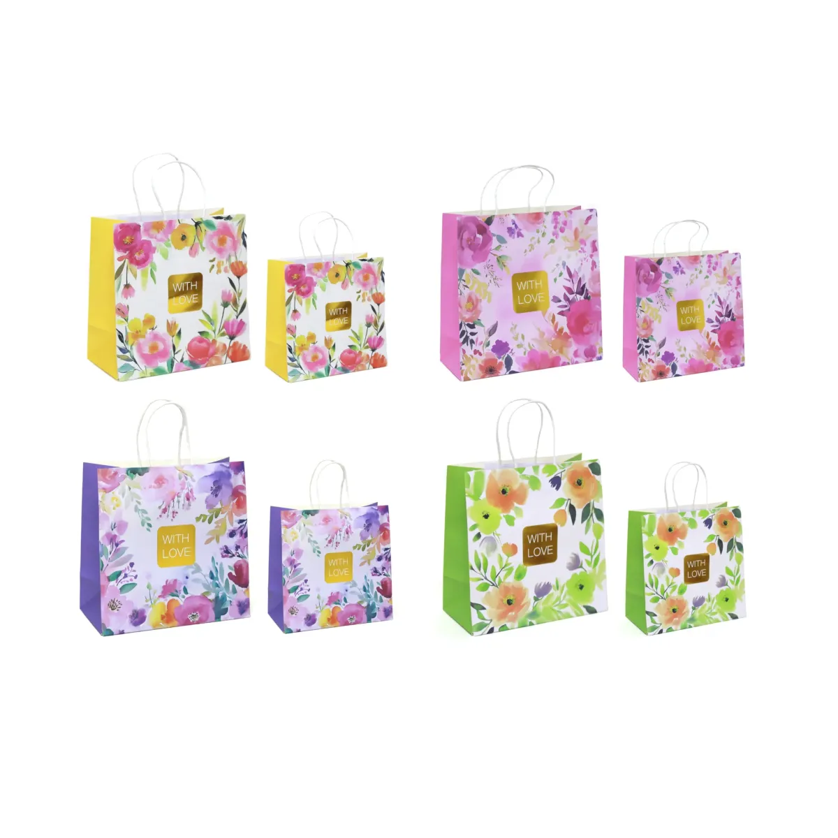With Love Flower Pattern Gift Bag