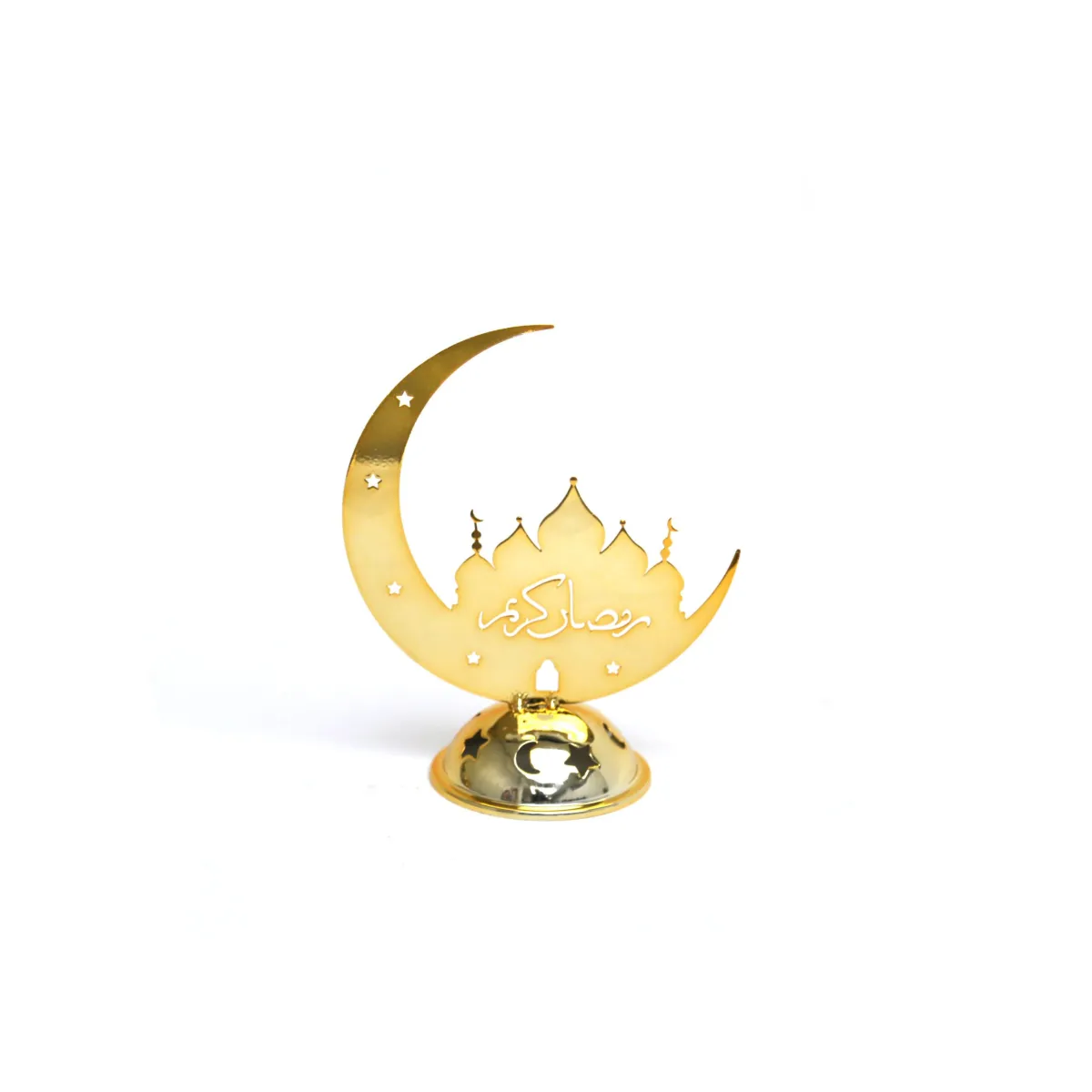 Ramadan Kareem Gold Crescent Mosque Stand – Elegant Islamic Decorative Piece for Home