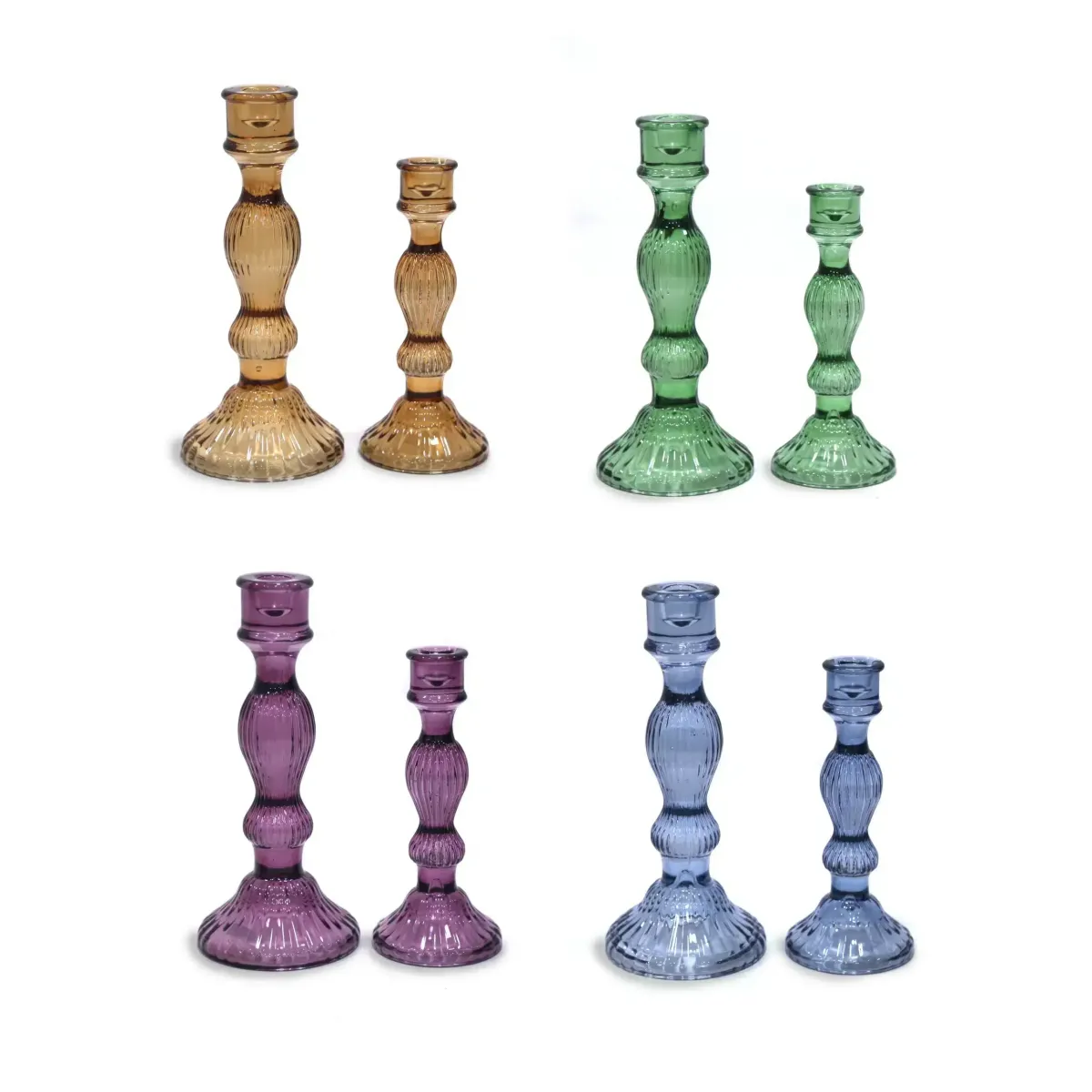 Ribbed Glass Candle Holder