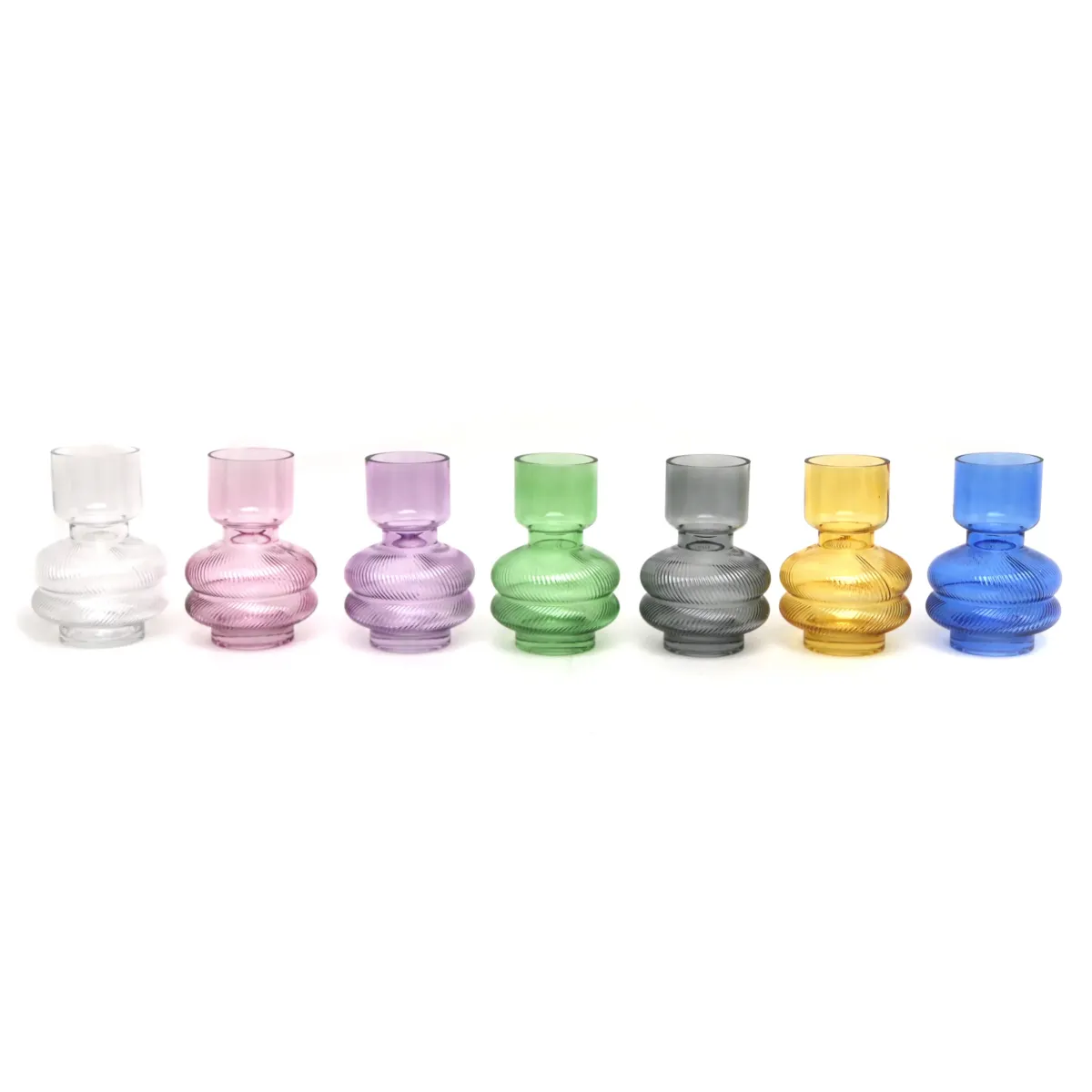 Ribbed Modern Glass Vase – Ribbed Glass Decorative Vessel