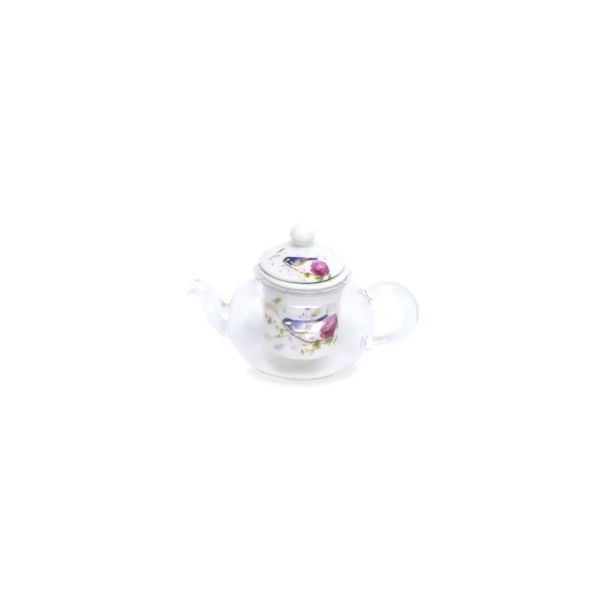 Transparent Flowered Strainer Glass Tea Pot | Floral Infuser Teapot