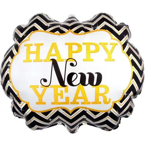 Happy New Year Black & Gold Foil Balloon