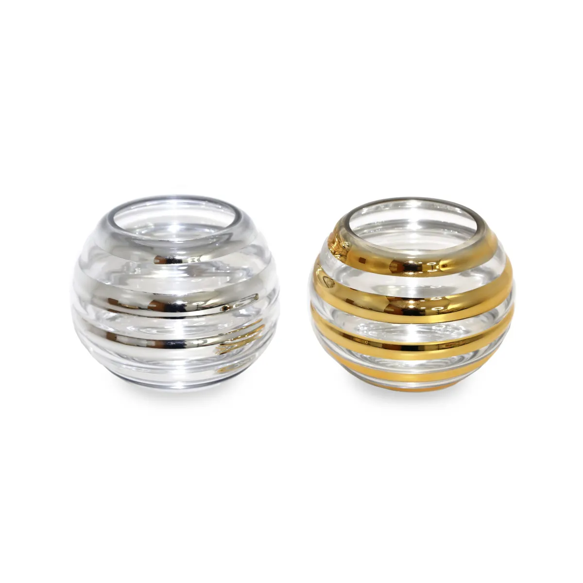 Striped Globe Glass Bowl – Decorative Table Accent