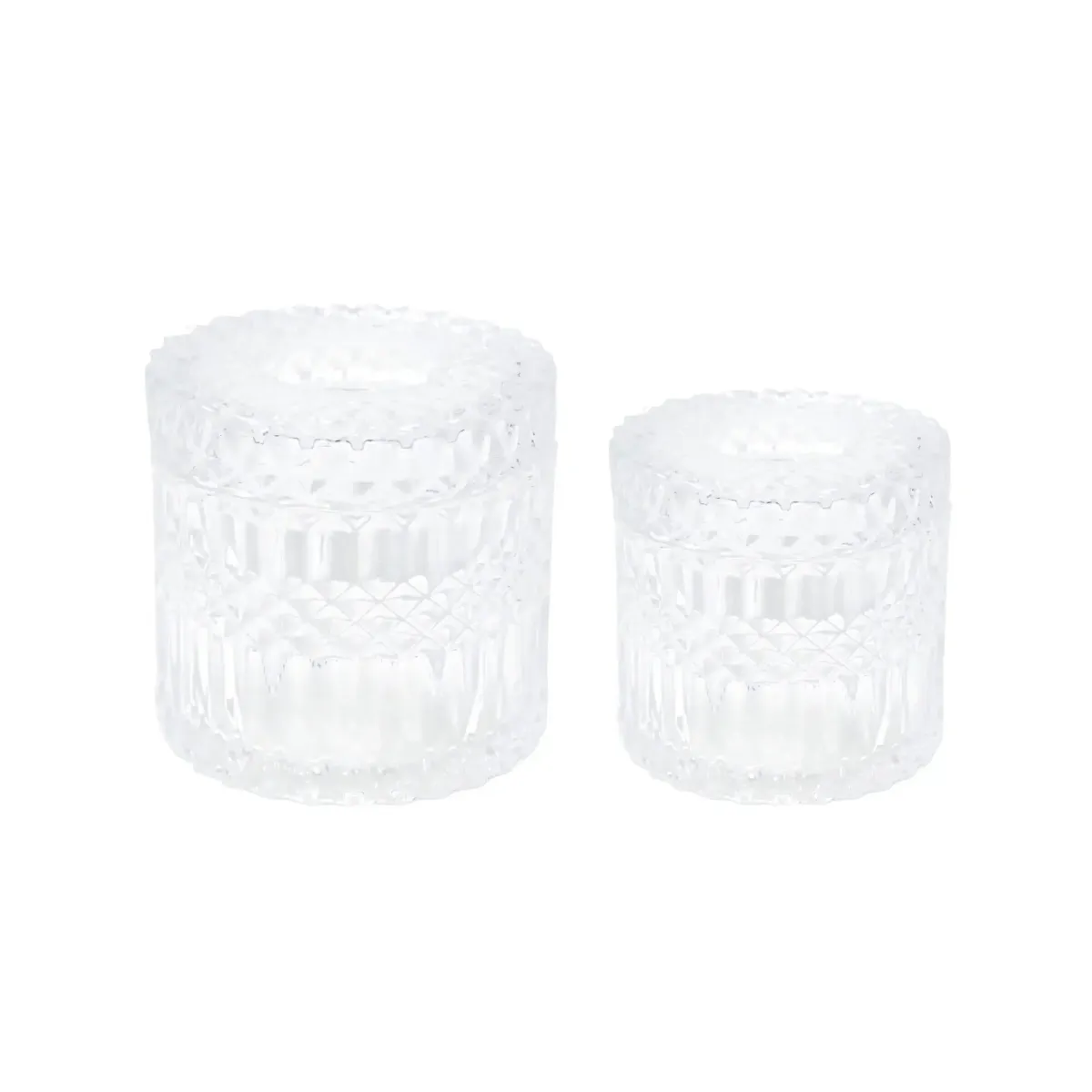 Diamond Pattern Cylindrical Glass Tissue Box