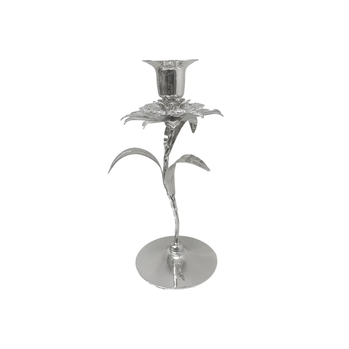 Flower Silver Plated Candle Holder