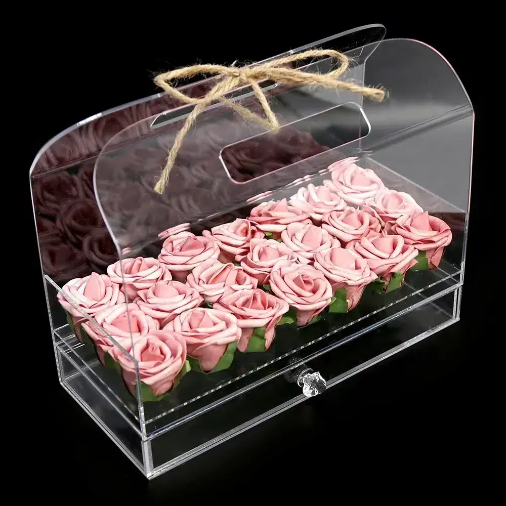 Rectangle Base With Handle & Drawer Plexi Basket