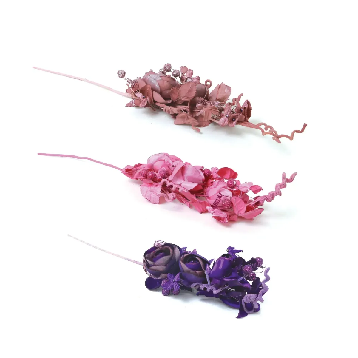 Glittered Fabric Floral Branch