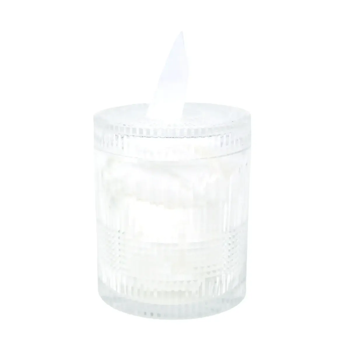 Ribbed Cylindrical Glass Tissue Box