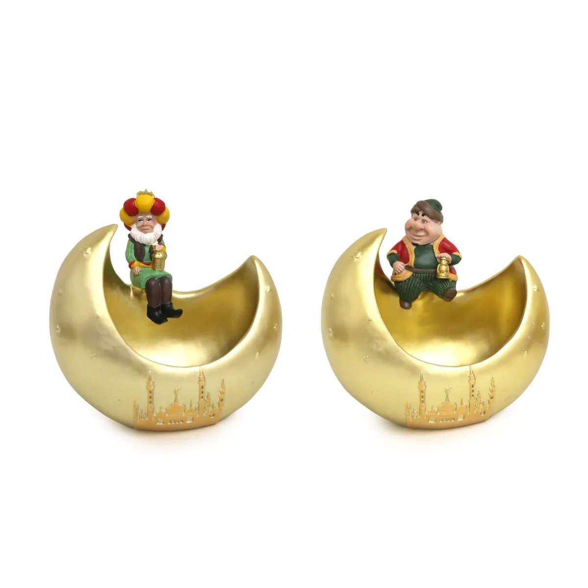 Freestanding Fananees Sitting on Large Crescent – Decorative Piece for Ramadan Collection