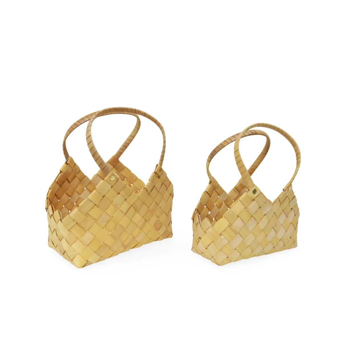 Wooden Bamboo V Neck Basket Handle Set