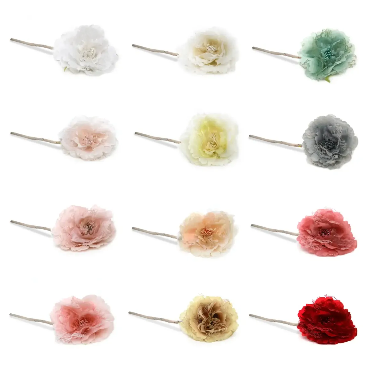 Single Satin & Lace Rose With Short Stem
