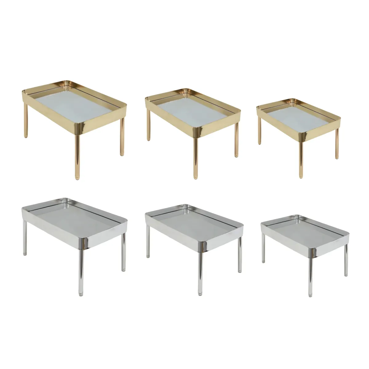 Rectangular Footed Mirror Base Metal Tray