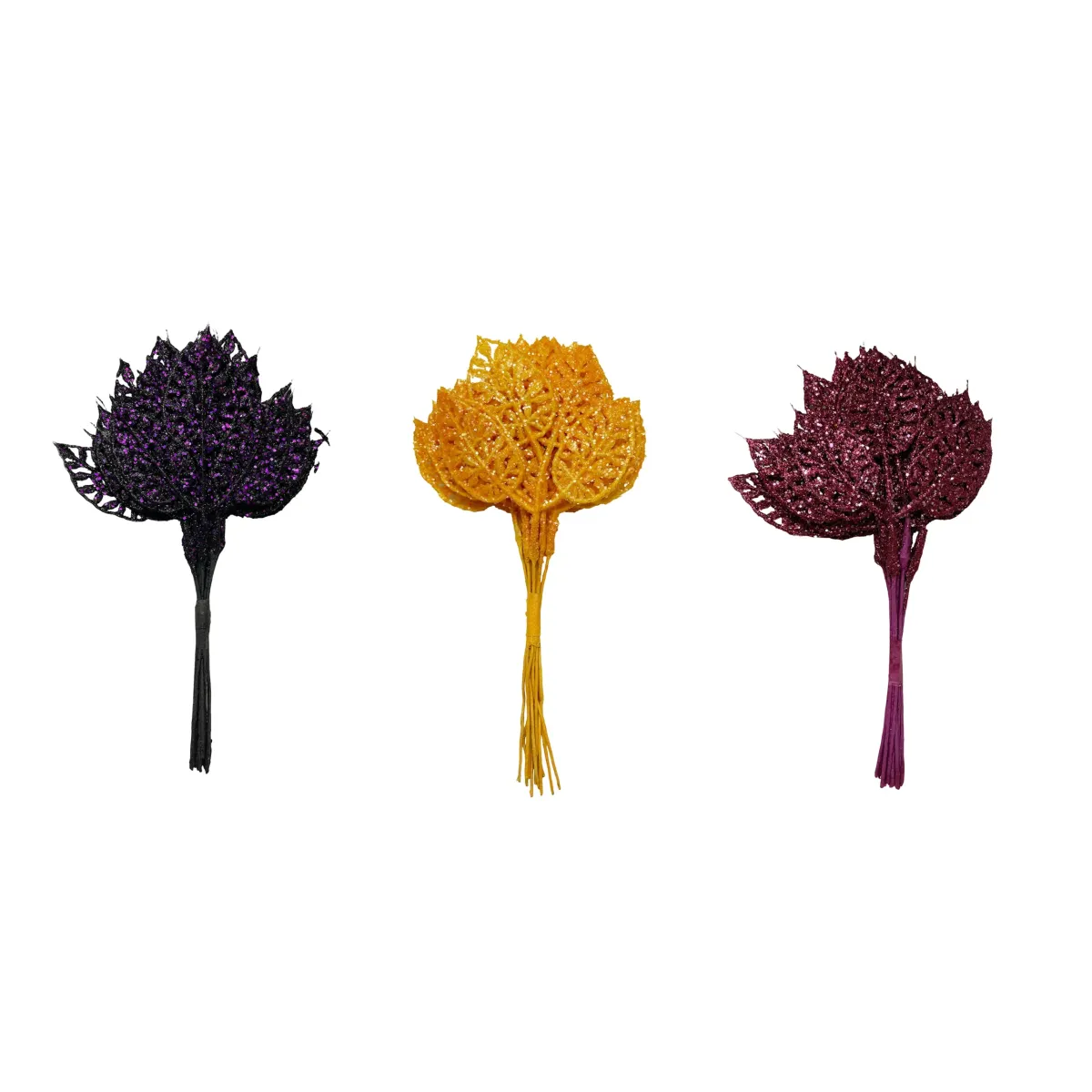 Small Glittered Leaves Motif