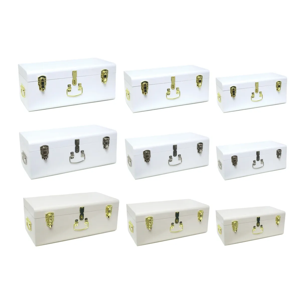 Gold Silver Lock Metal Trunk Storage Box Decor
