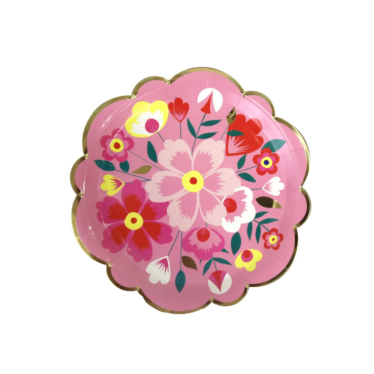Pink Flower Paper Plate – Charming Party Tableware
