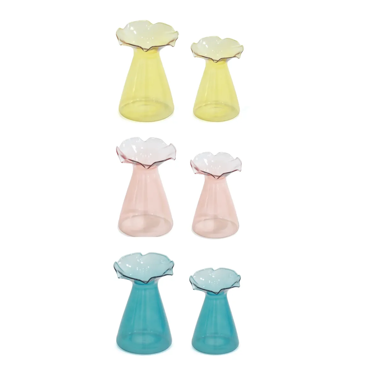 Wavy Top Neck Glass Vase – Elegant Decorative Vase