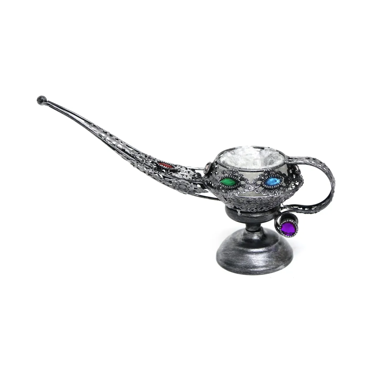 Silver Colored Beads Alaadeen Lamp Candle Holder – Exquisite Decorative for Ramadan