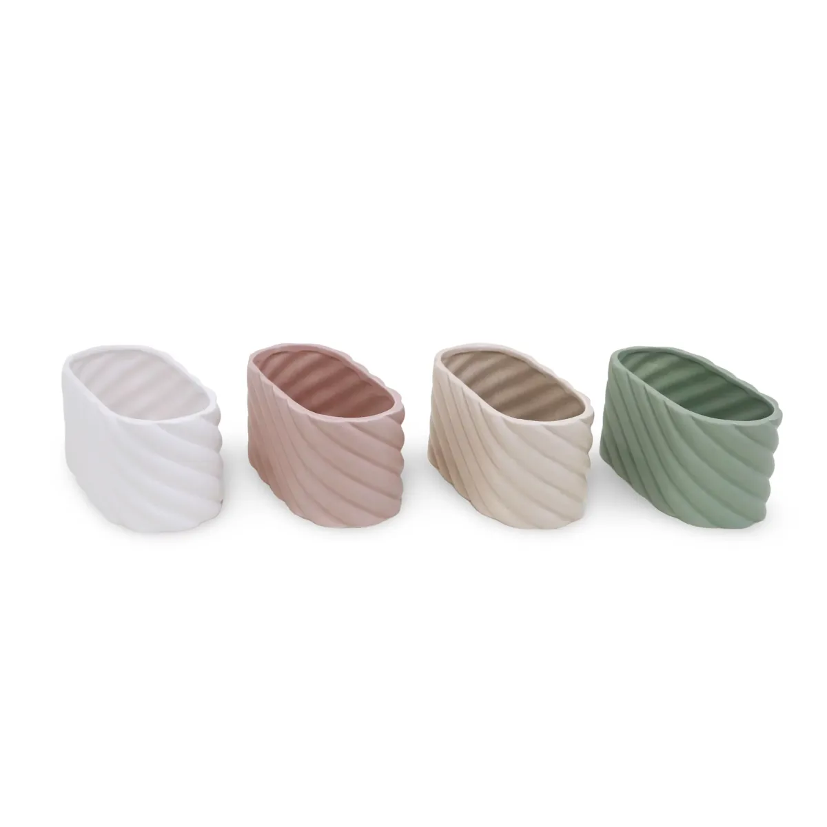 Matt Swirl 3D Oval Ceramic Pot