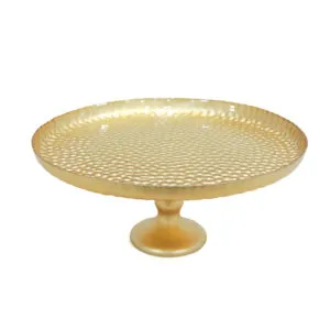 Festive Gold Sahra Footed Glass Footed Wall Plate 32x18cm for Elegant Display